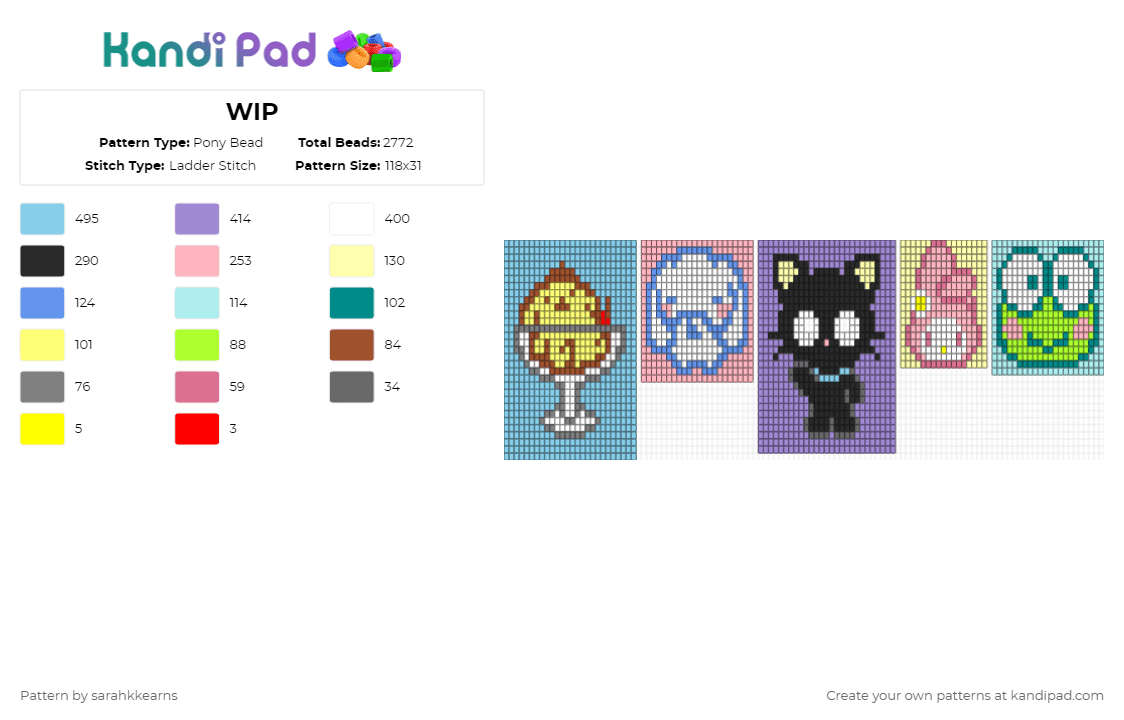 WIP - Pony Bead Pattern by sarahkkearns on Kandi Pad - light blue,pink