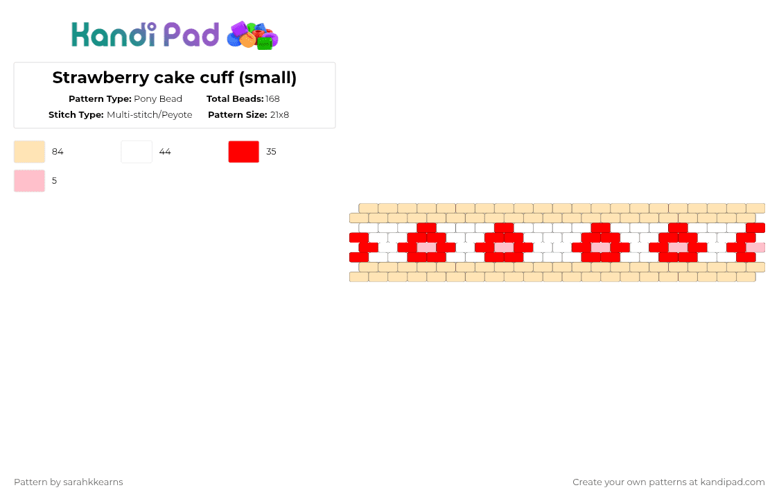 Strawberry cake cuff (small) - Pony Bead Pattern by sarahkkearns on Kandi Pad - beige