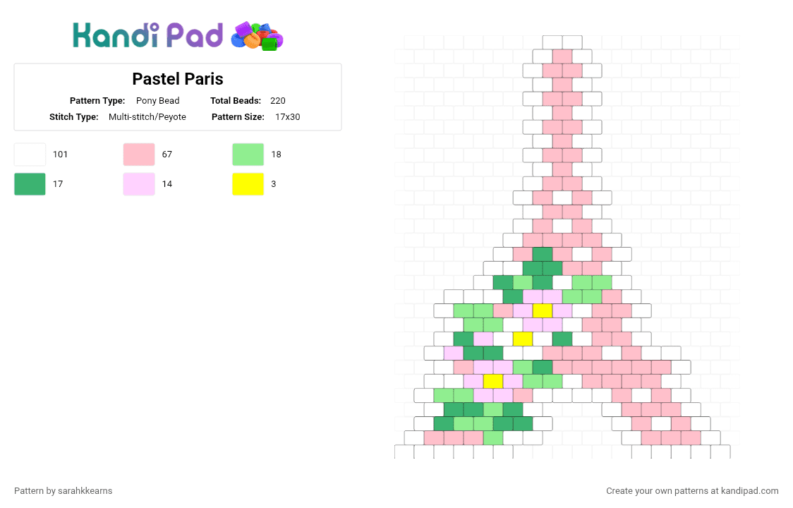 Pastel Paris - Pony Bead Pattern by sarahkkearns on Kandi Pad - pink, white