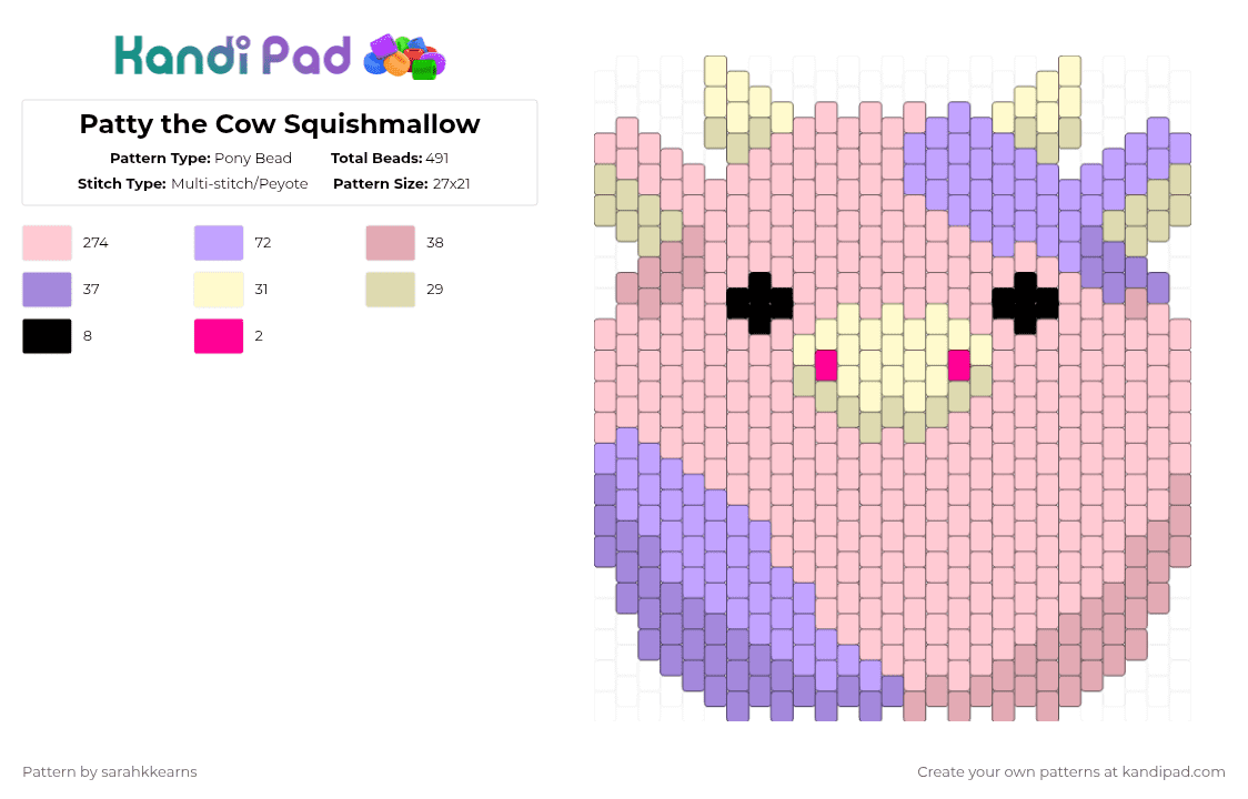 Patty the Cow Squishmallow - Pony Bead Pattern by sarahkkearns on Kandi Pad - beige