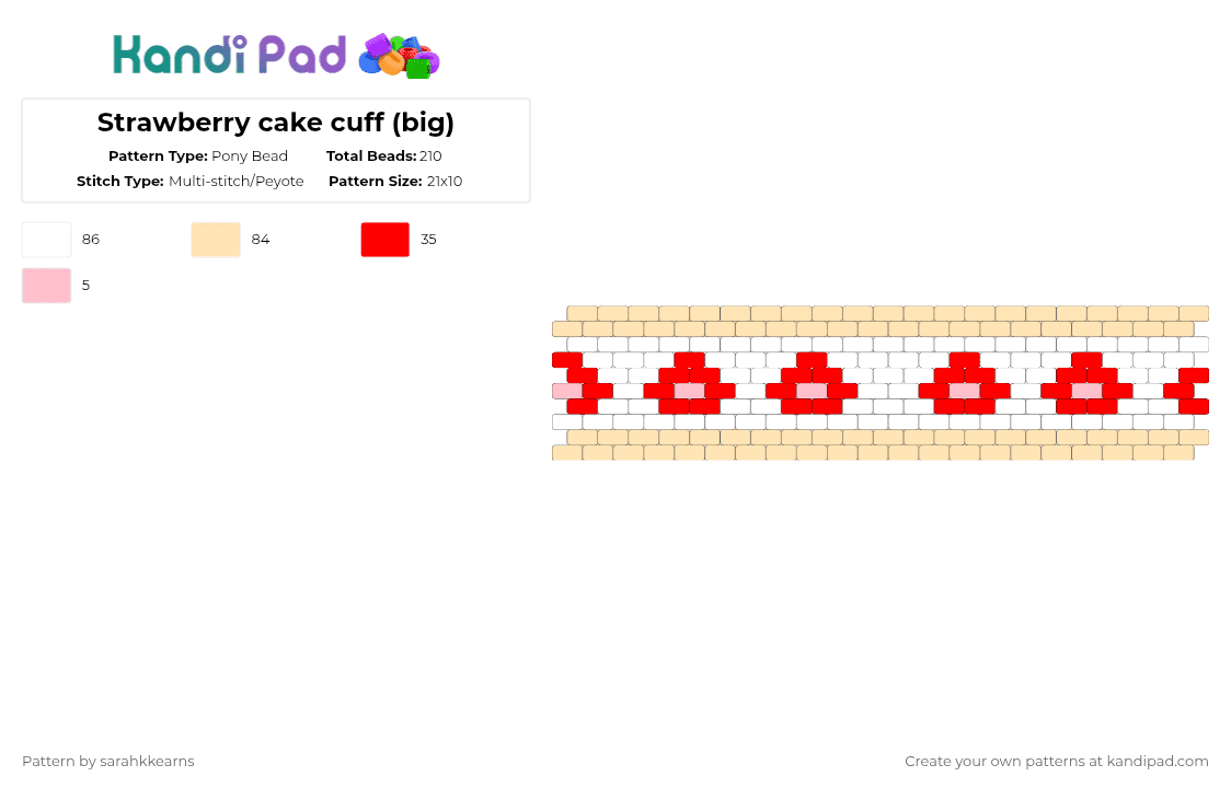 Strawberry cake cuff (big) - Pony Bead Pattern by sarahkkearns on Kandi Pad - beige