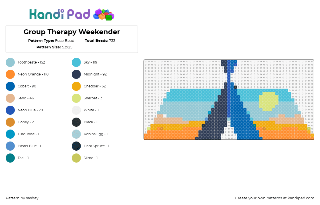 Group Therapy Weekender - Fuse Bead Pattern by sashay on Kandi Pad - anjunadeep,above and beyond,music,festival,colorful,blue,orange