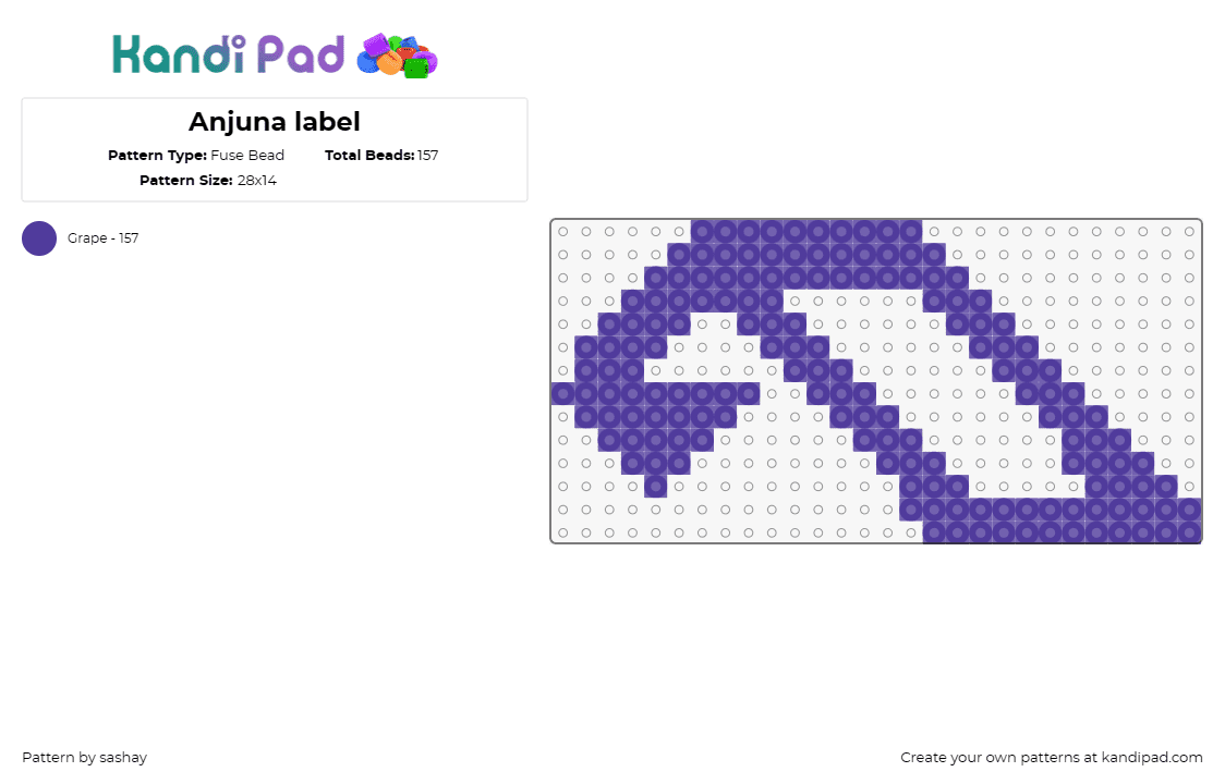 Anjuna label - Fuse Bead Pattern by sashay on Kandi Pad - anjuna beats,edm,logo,label,music,purple