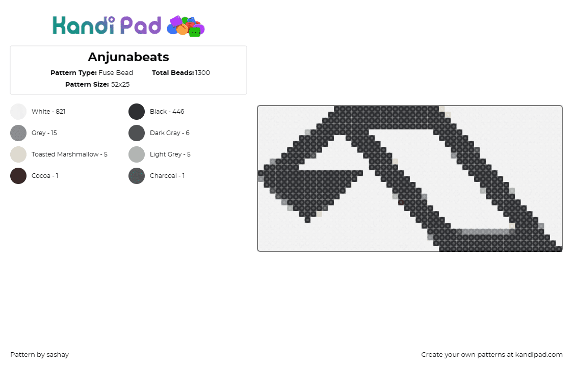 Anjunabeats - Fuse Bead Pattern by sashay on Kandi Pad - anjunadeep,logo,music,black,white