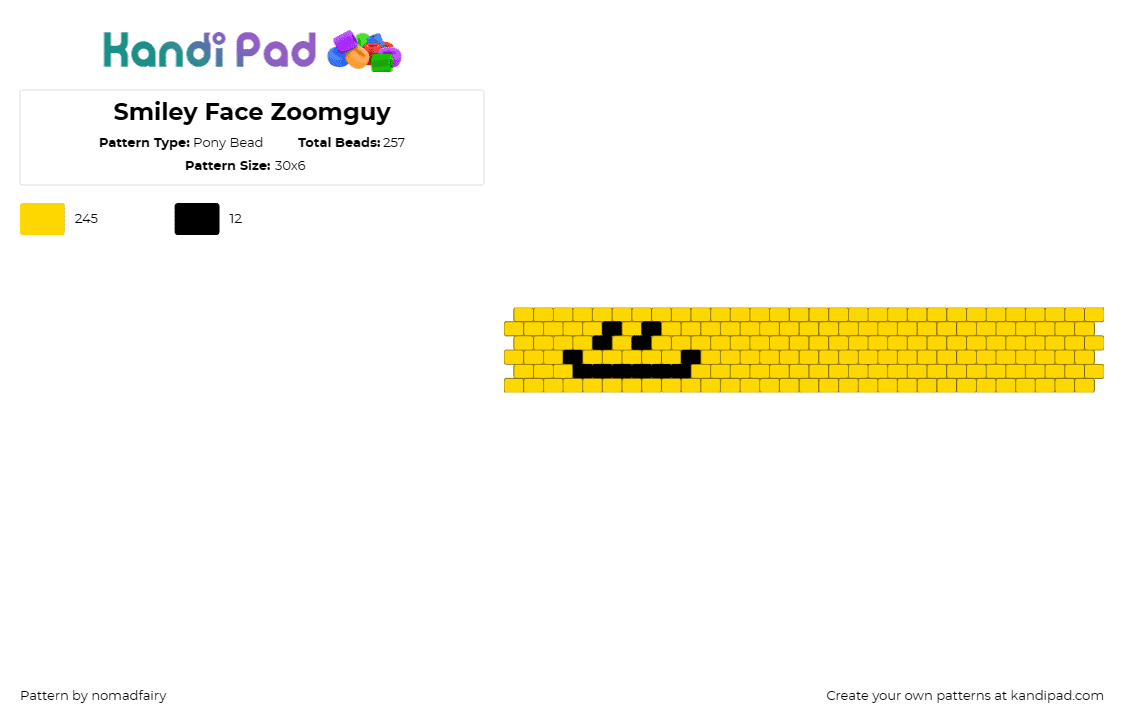 Smiley Face Zoomguy - Pony Bead Pattern by nomadfairy on Kandi Pad - 