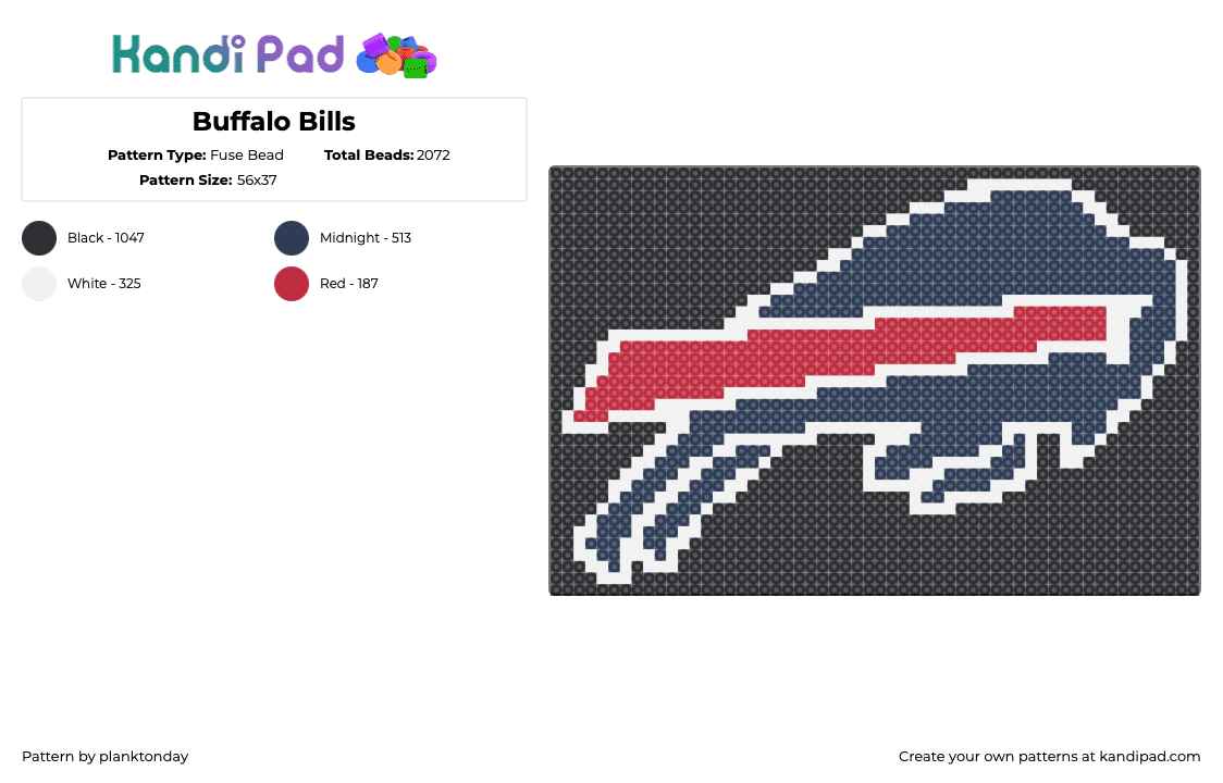 Buffalo Bills - Fuse Bead Pattern by planktonday on Kandi Pad - black, blue, buffalo bills, football, logo, red, sports, team