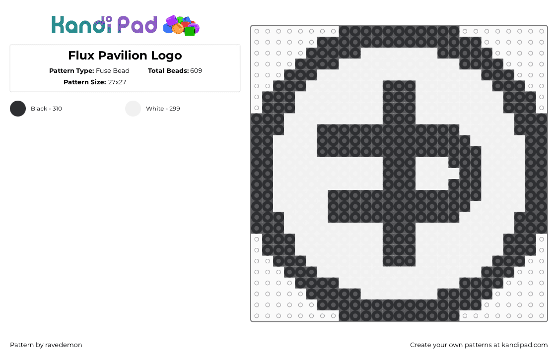 Flux Pavilion Logo - Fuse Bead Pattern by ravedemon on Kandi Pad - 