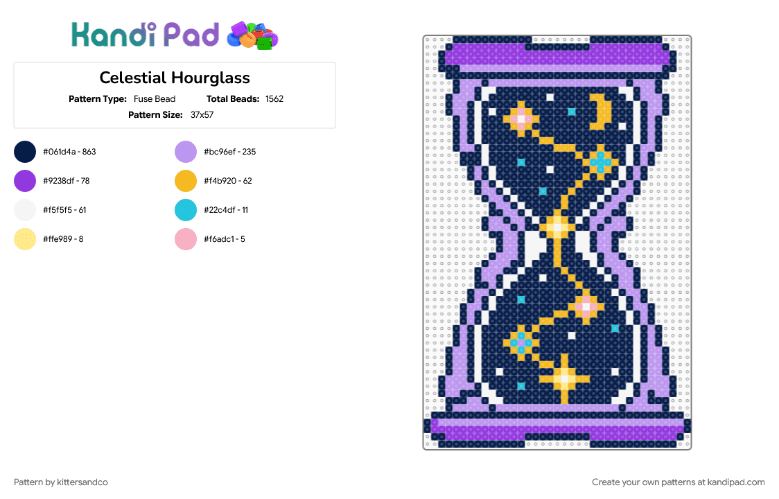 Celestial Hourglass - Fuse Bead Pattern by kittersandco on Kandi Pad - celestial, cotddestiny, hourglass, moon, space