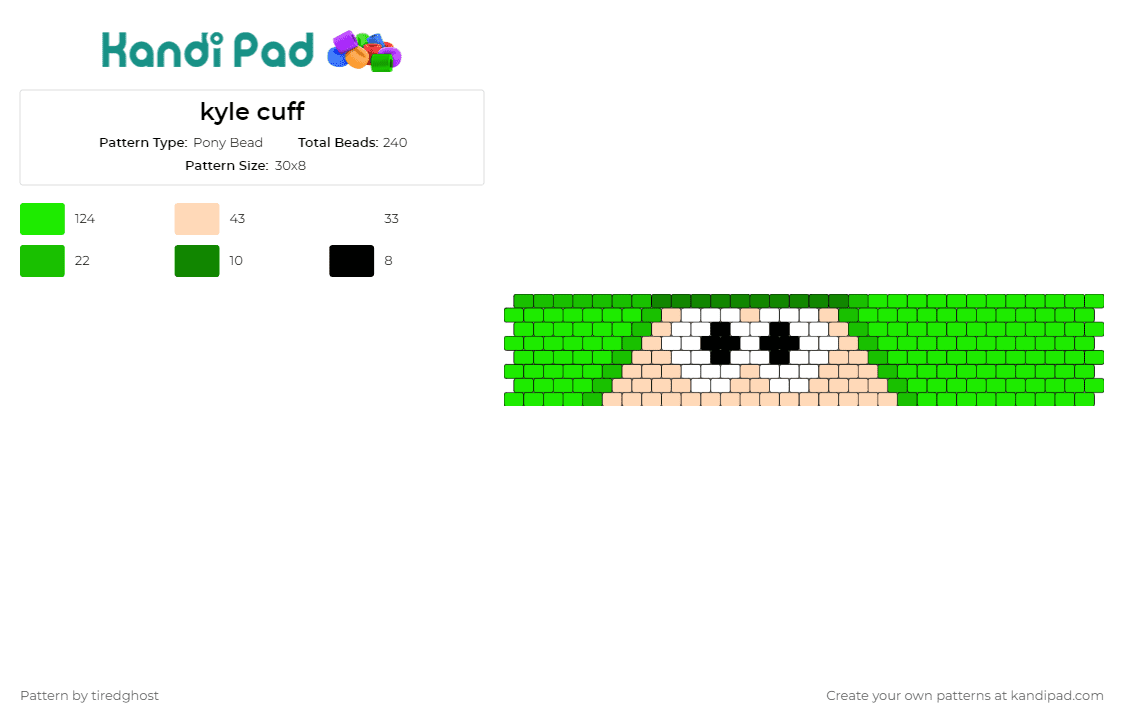 kyle cuff - Pony Bead Pattern by tiredghost on Kandi Pad - kyle,south park,character,cuff,tv show,animation,orange