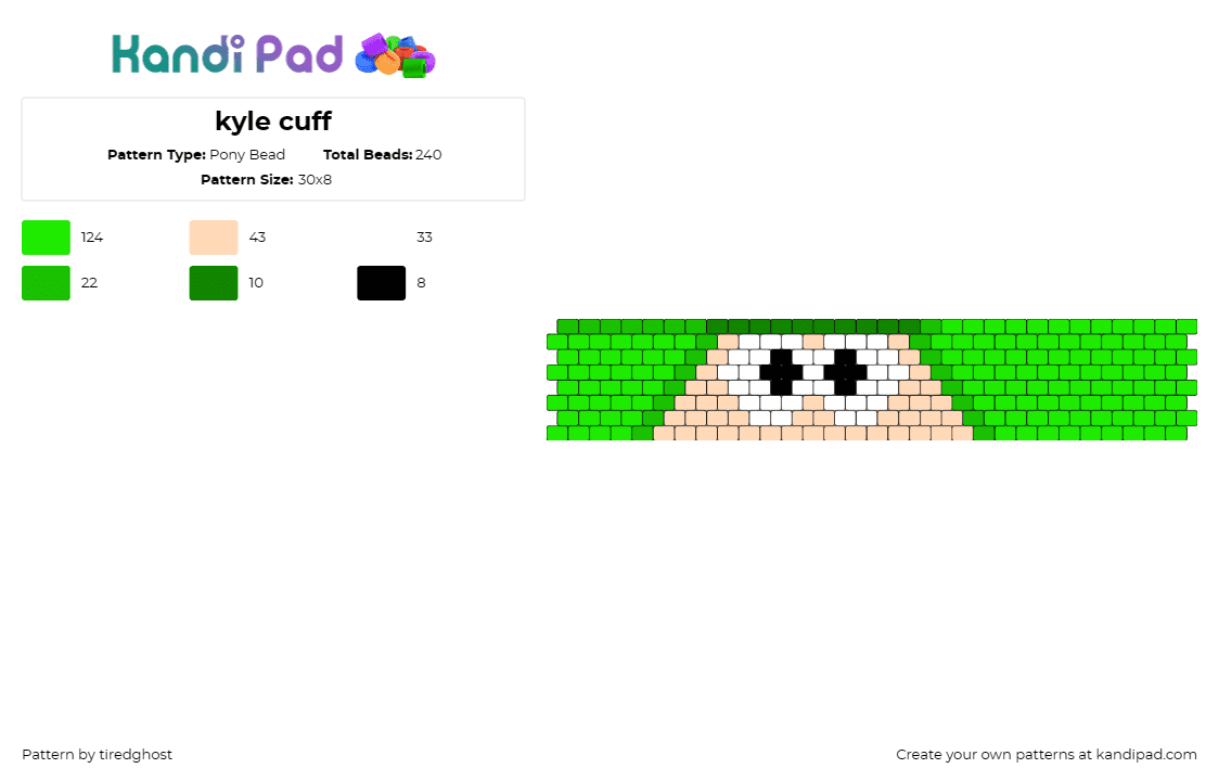 kyle cuff - Pony Bead Pattern by tiredghost on Kandi Pad - kyle,south park,character,cuff,tv show,animation,orange