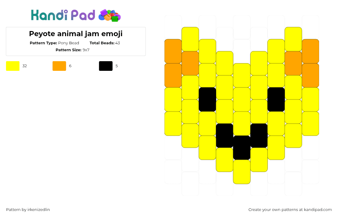 Peyote animal jam emoji - Pony Bead Pattern by irkenizedlin on Kandi Pad - yellow