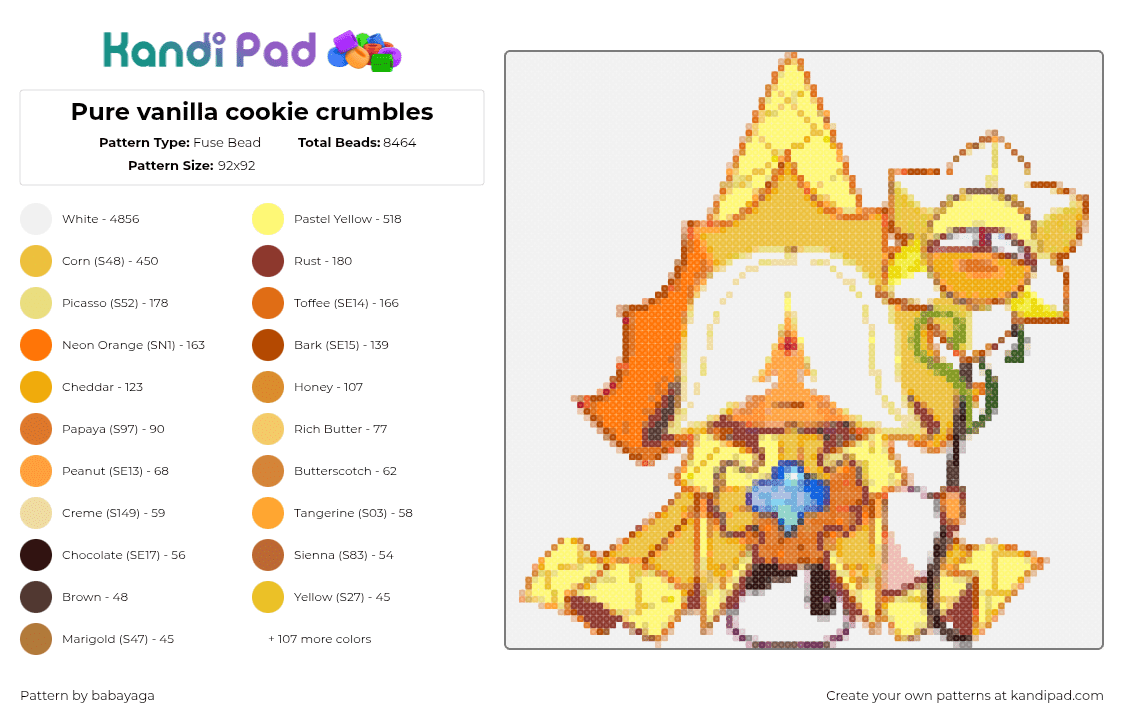 Pure vanilla cookie crumbles - Fuse Bead Pattern by babayaga on Kandi Pad - 
