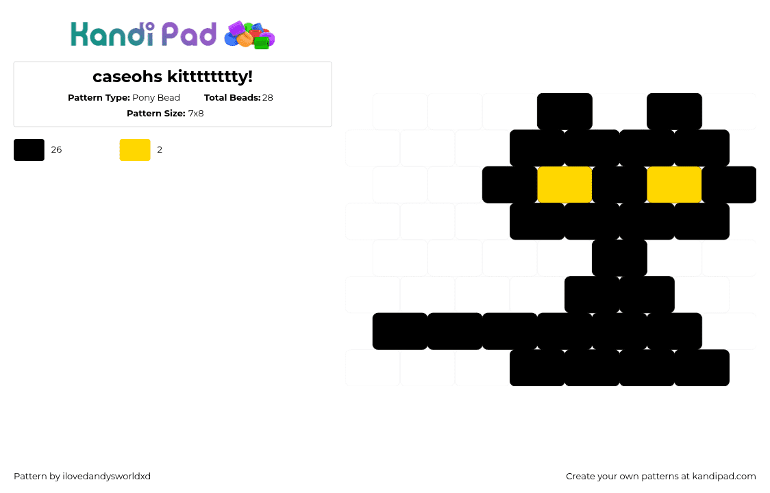 caseohs kitttttttty! - Pony Bead Pattern by ilovedandysworldxd on Kandi Pad - kitty,caseoh,streamer,youtube,silhouette,charm,black