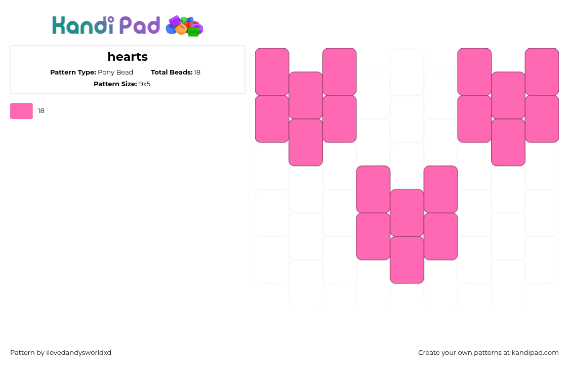 hearts - Pony Bead Pattern by ilovedandysworldxd on Kandi Pad - 