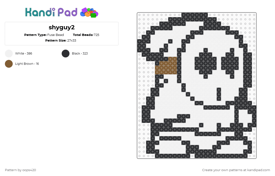 shyguy2 - Fuse Bead Pattern by oops420 on Kandi Pad - white,orange,green,purple,colorful