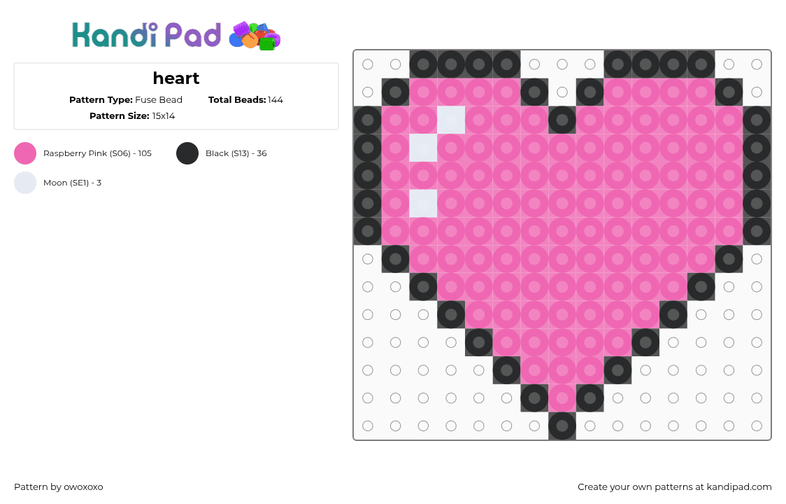 heart - Fuse Bead Pattern by owoxoxo on Kandi Pad - heart,love,valentine,simple,charm,pink