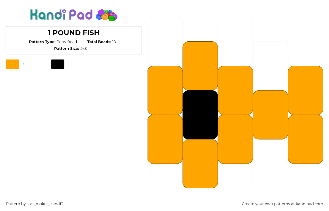 1 POUND FISH - Pony Bead Pattern by star_makes_kandi3 on Kandi Pad - orange