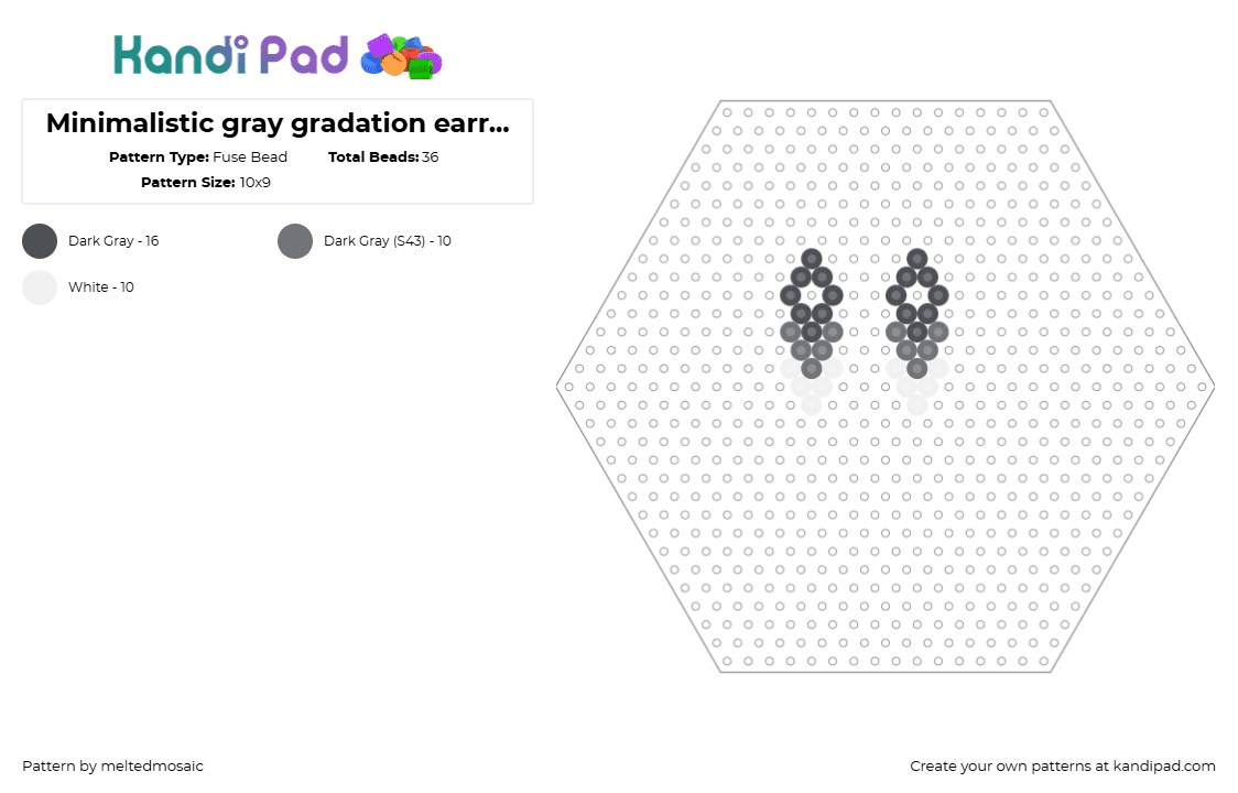 Minimalistic gray gradation earrings - Fuse Bead Pattern by meltedmosaic on Kandi Pad - earrings,geometric,simple,gray