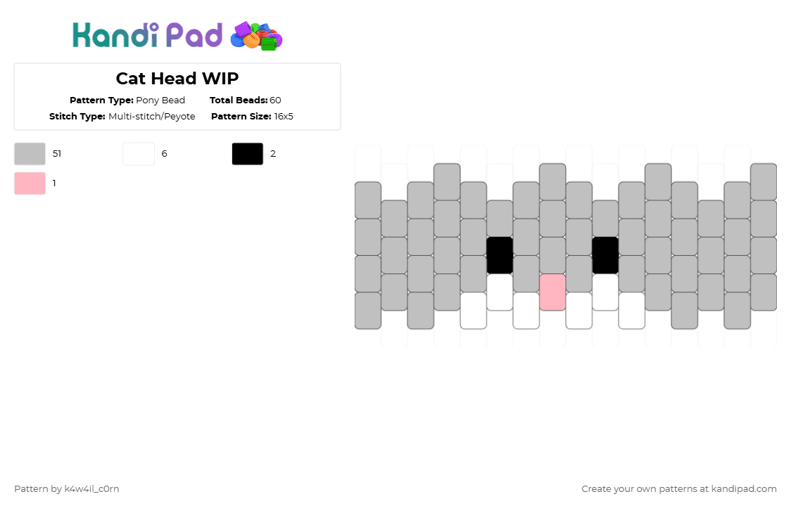 Cat Head WIP - Pony Bead Pattern by k4w4il_c0rn on Kandi Pad - beige