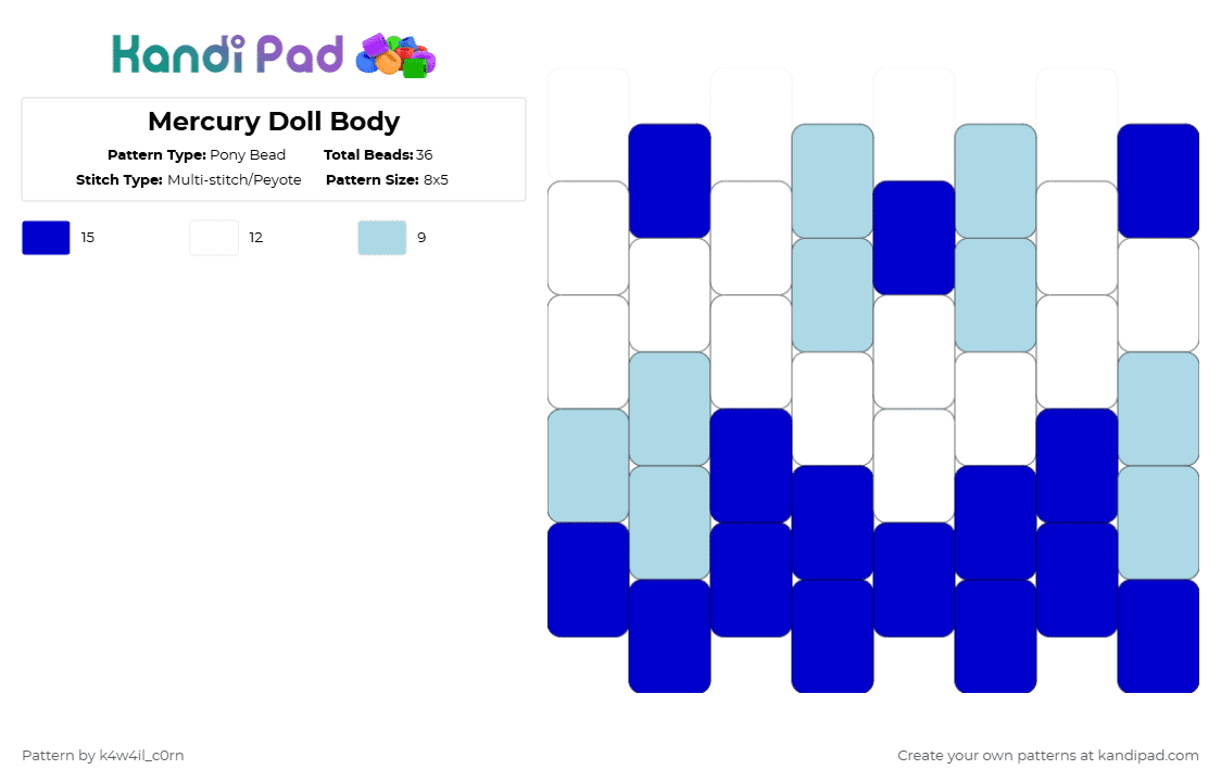 Mercury Doll Body - Pony Bead Pattern by k4w4il_c0rn on Kandi Pad - light blue,purple
