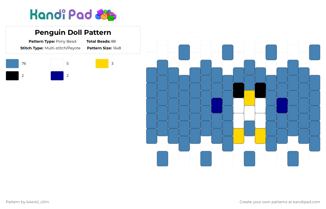 Penguin Doll Pattern - Pony Bead Pattern by k4w4il_c0rn on Kandi Pad - 