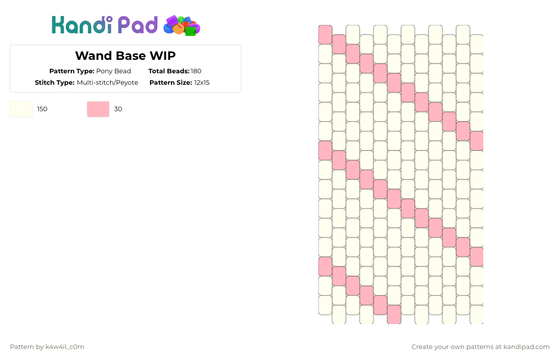 Wand Base WIP - Pony Bead Pattern by k4w4il_c0rn on Kandi Pad - white