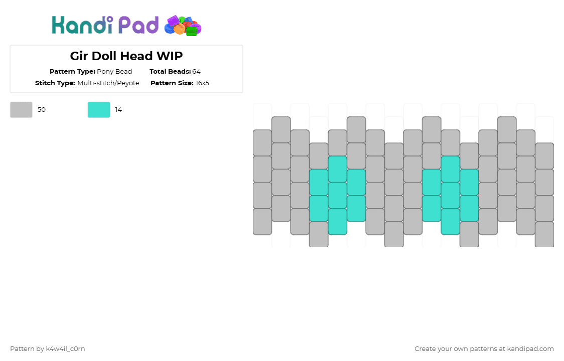 Gir Doll Head WIP - Pony Bead Pattern by k4w4il_c0rn on Kandi Pad - beige