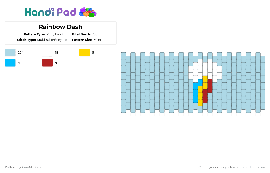 Rainbow Dash - Pony Bead Pattern by k4w4il_c0rn on Kandi Pad - light blue