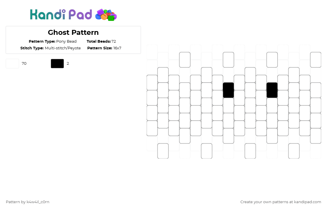 Ghost Pattern - Pony Bead Pattern by k4w4il_c0rn on Kandi Pad - white
