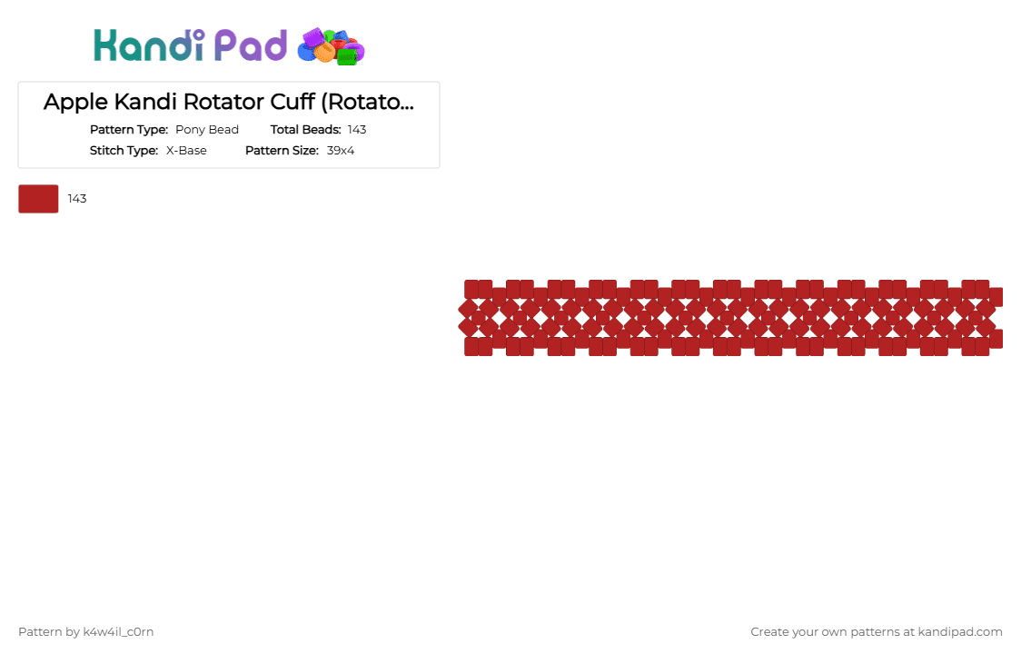 Apple Kandi Rotator Cuff (Rotator Base) WIP - Pony Bead Pattern by k4w4il_c0rn on Kandi Pad - red