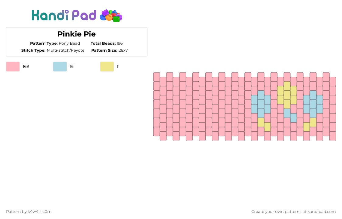 Pinkie Pie - Pony Bead Pattern by k4w4il_c0rn on Kandi Pad - pink