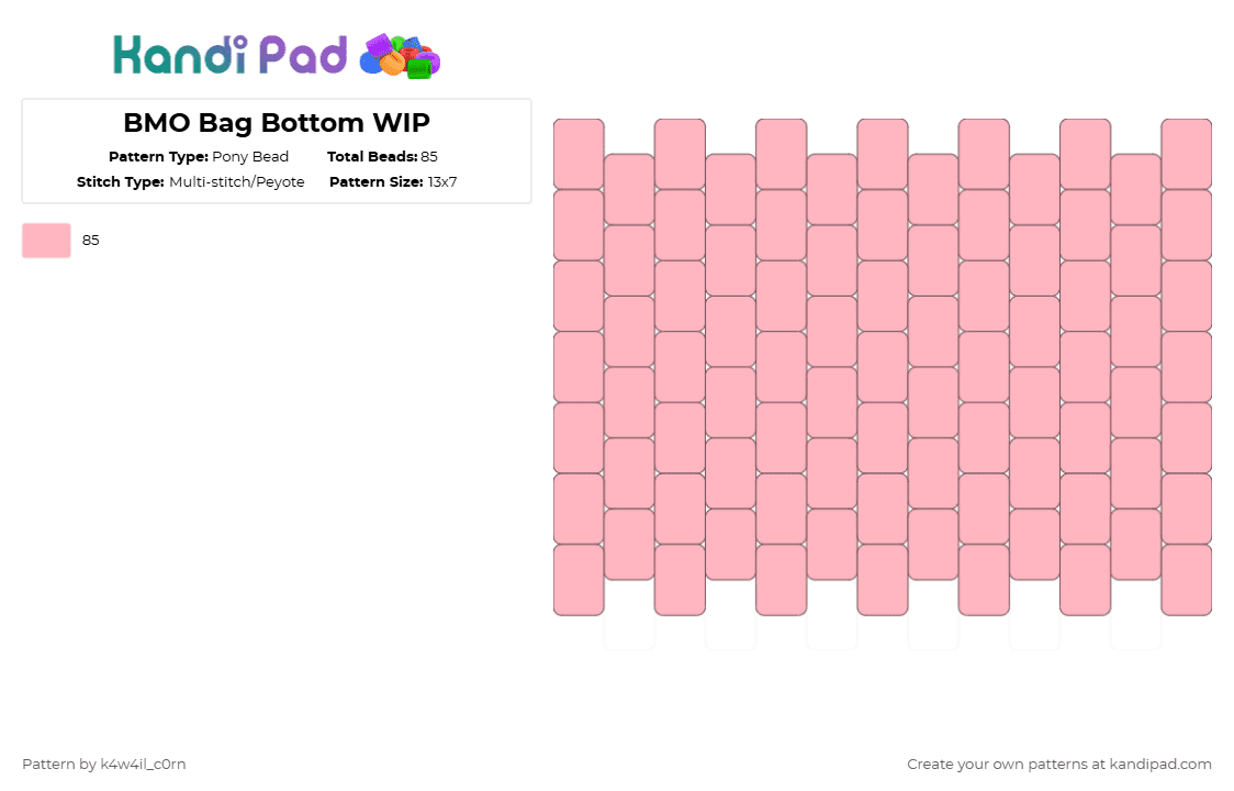 BMO Bag Bottom WIP - Pony Bead Pattern by k4w4il_c0rn on Kandi Pad - 