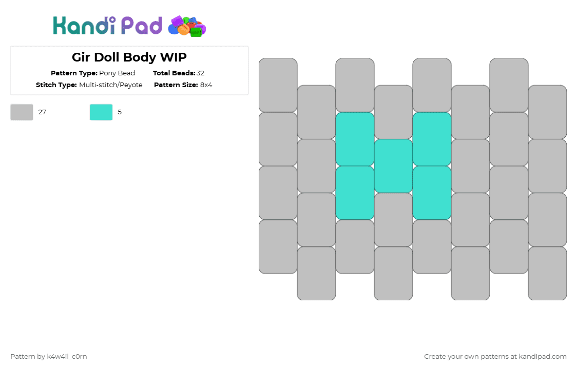 Gir Doll Body WIP - Pony Bead Pattern by k4w4il_c0rn on Kandi Pad - beige