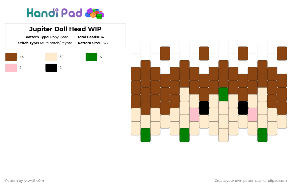 Jupiter Doll Head WIP - Pony Bead Pattern by k4w4il_c0rn on Kandi Pad - beige,red