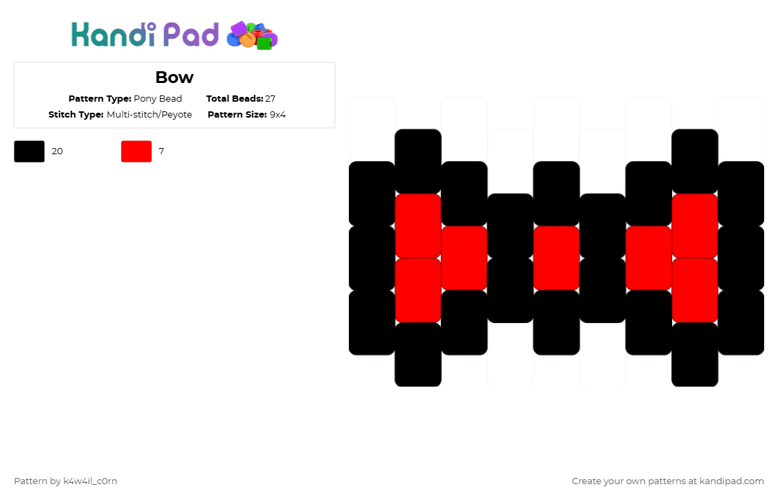 Bow - Pony Bead Pattern by k4w4il_c0rn on Kandi Pad - black