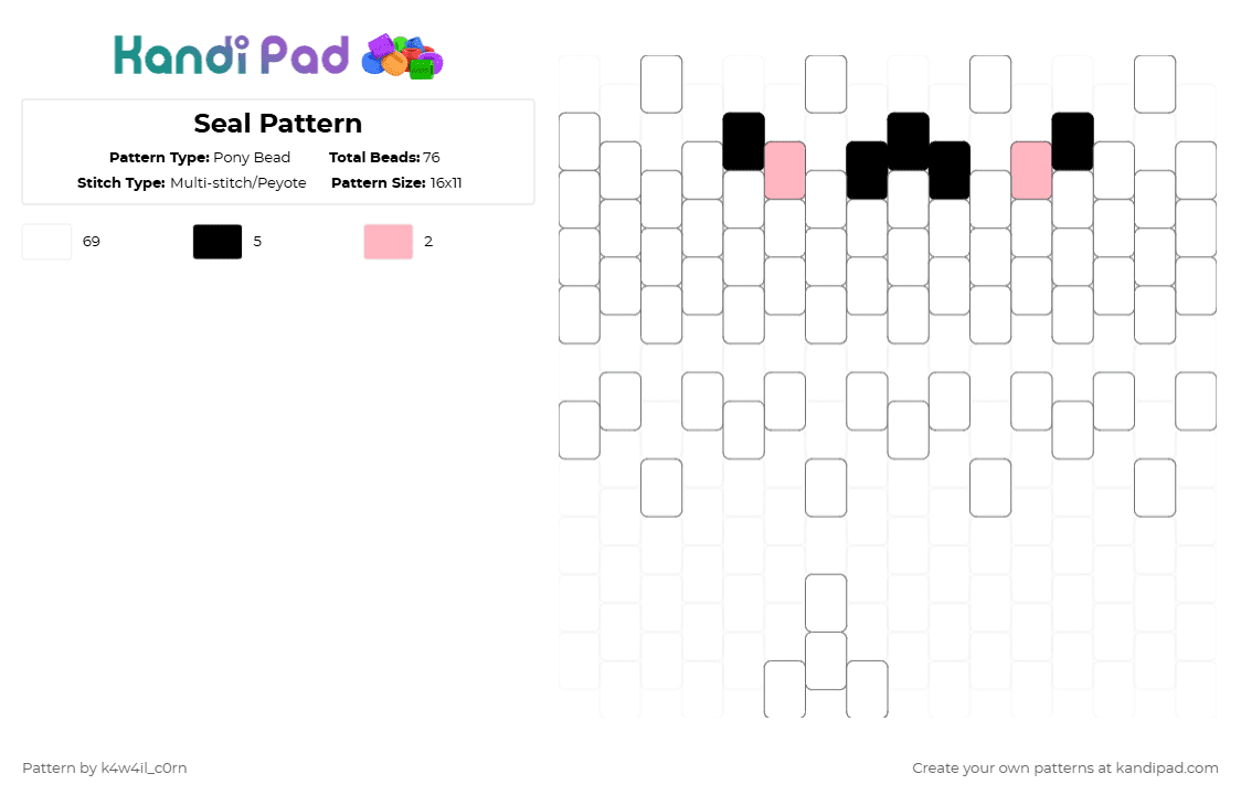 Seal Pattern - Pony Bead Pattern by k4w4il_c0rn on Kandi Pad - white