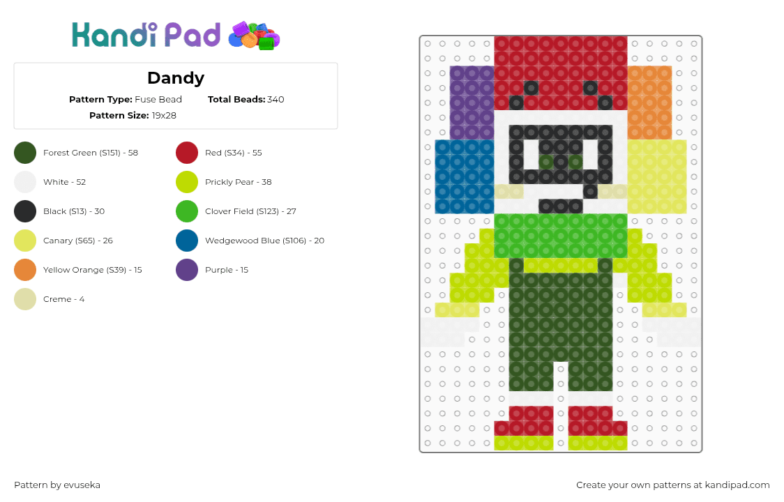 Dandy - Fuse Bead Pattern by evuseka on Kandi Pad - 