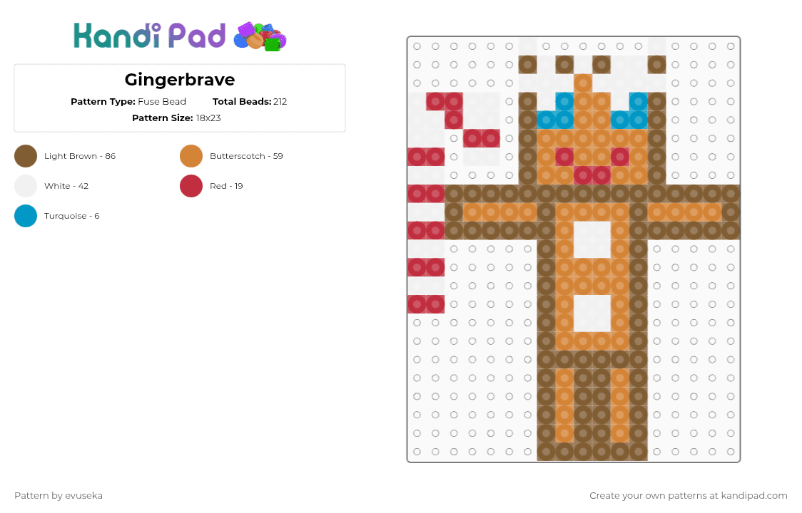 Gingerbrave - Fuse Bead Pattern by evuseka on Kandi Pad - orange, tan