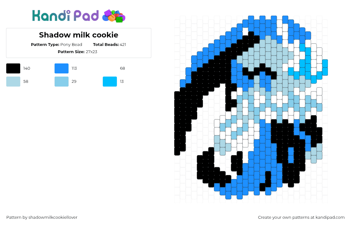 Shadow milk cookie - Pony Bead Pattern by shadowmilkcookiellover on Kandi Pad - 