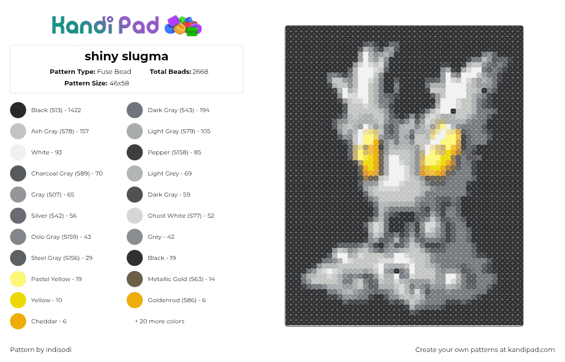 shiny slugma - Fuse Bead Pattern by indisodi on Kandi Pad - 