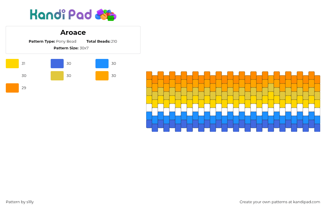 Aroace - Pony Bead Pattern by s1lly on Kandi Pad - aroace,pride,cuff,orange,yellow,blue