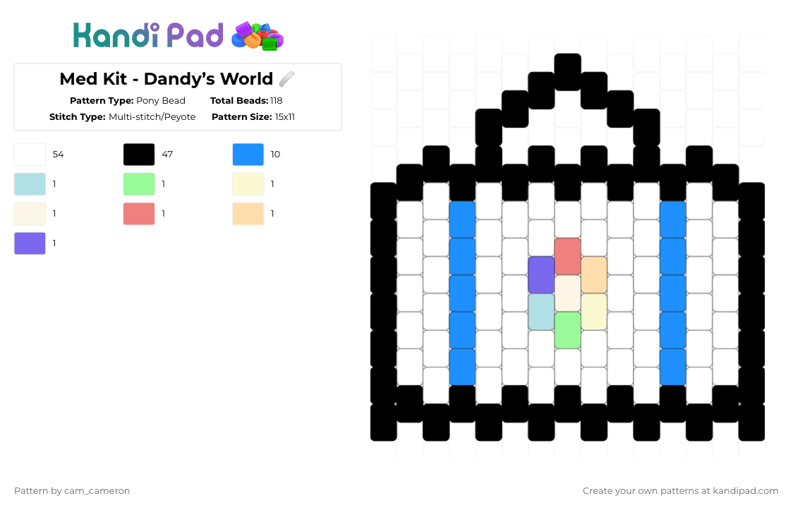 Med Kit - Dandy’s World 🩹 - Pony Bead Pattern by raymond_x0 on Kandi Pad - white,light blue