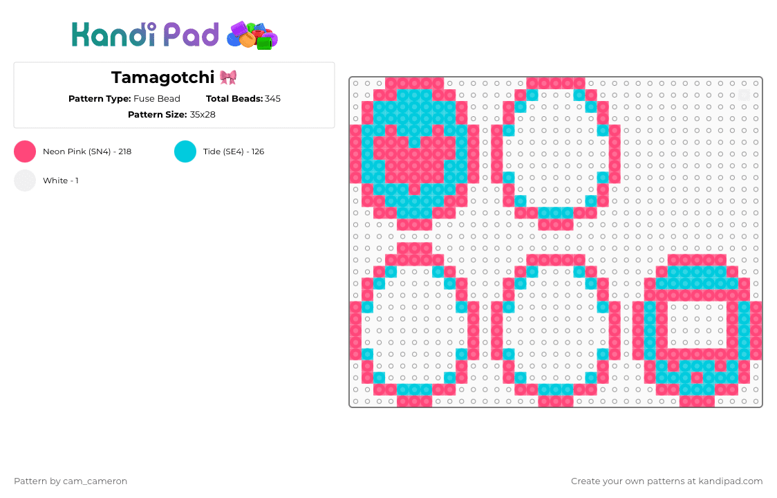 Tamagotchi 🎀 - Fuse Bead Pattern by raymond_x0 on Kandi Pad - red,light blue