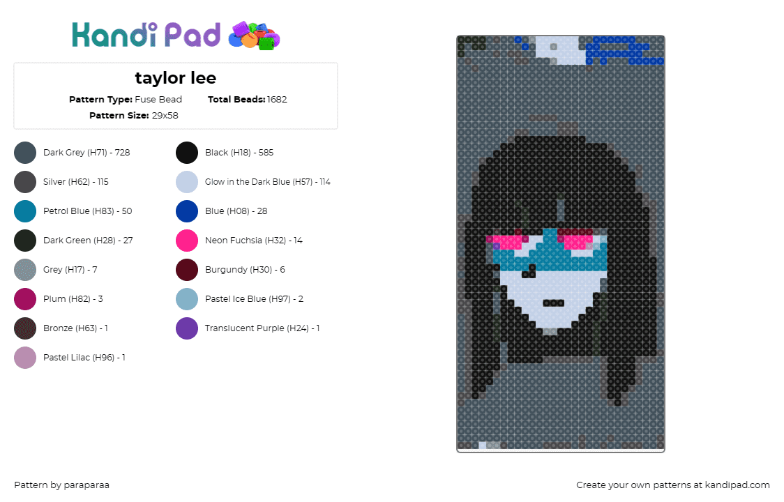 taylor lee - Fuse Bead Pattern by paraparaa on Kandi Pad - taylor lee,dr albert krueger,game,character,indie,avatar,storytelling,black