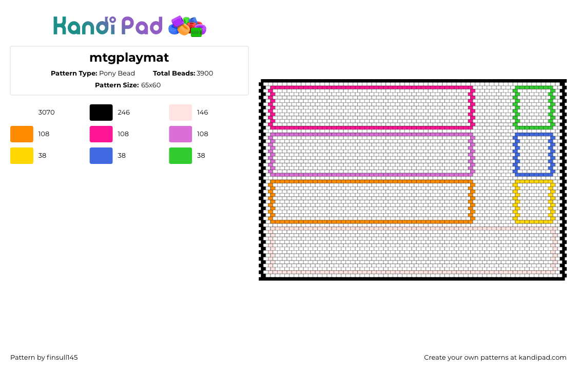 mtgplaymat - Pony Bead Pattern by finsull145 on Kandi Pad - borders, colorfu, magic the gathering, mat, mtg, panel, white
