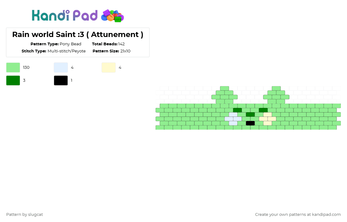 Rain world Saint :3 ( Attunement ) - Pony Bead Pattern by slugcat on Kandi Pad - teal