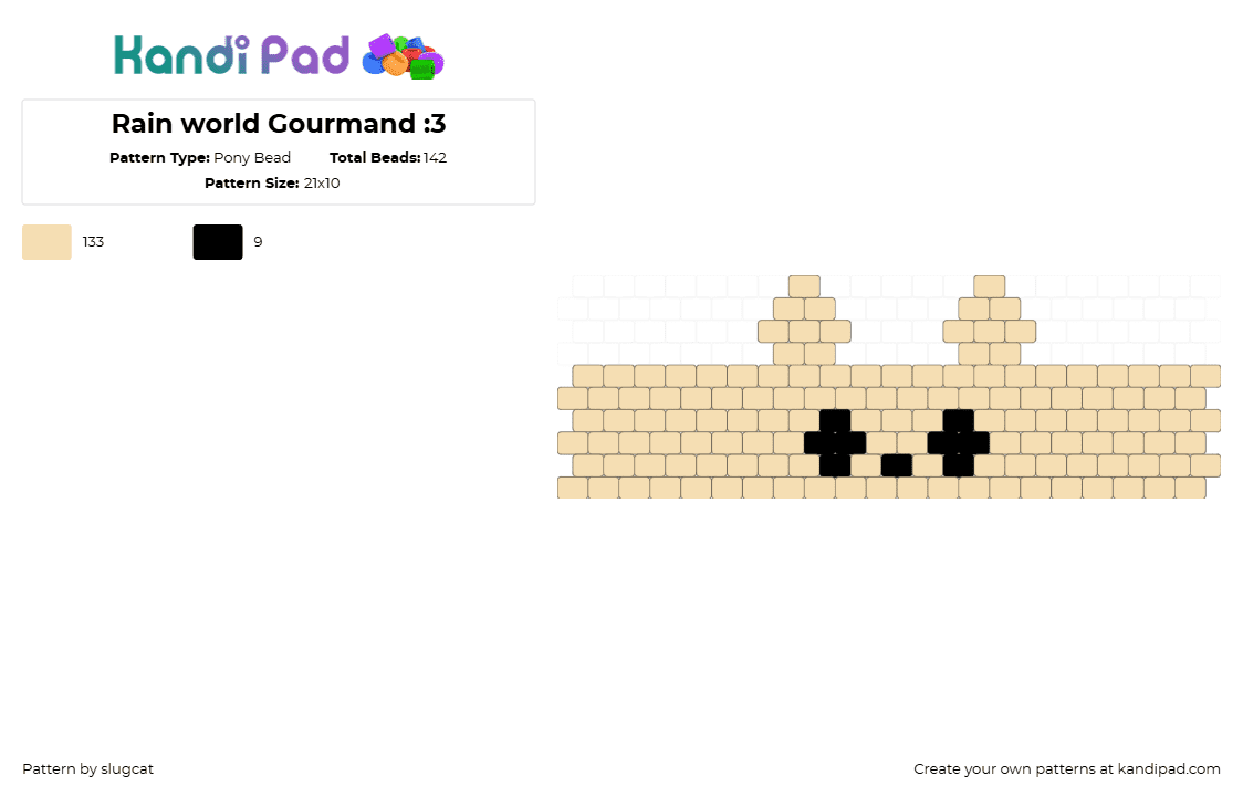 Rain world Gourmand :3 - Pony Bead Pattern by slugcat on Kandi Pad - beige