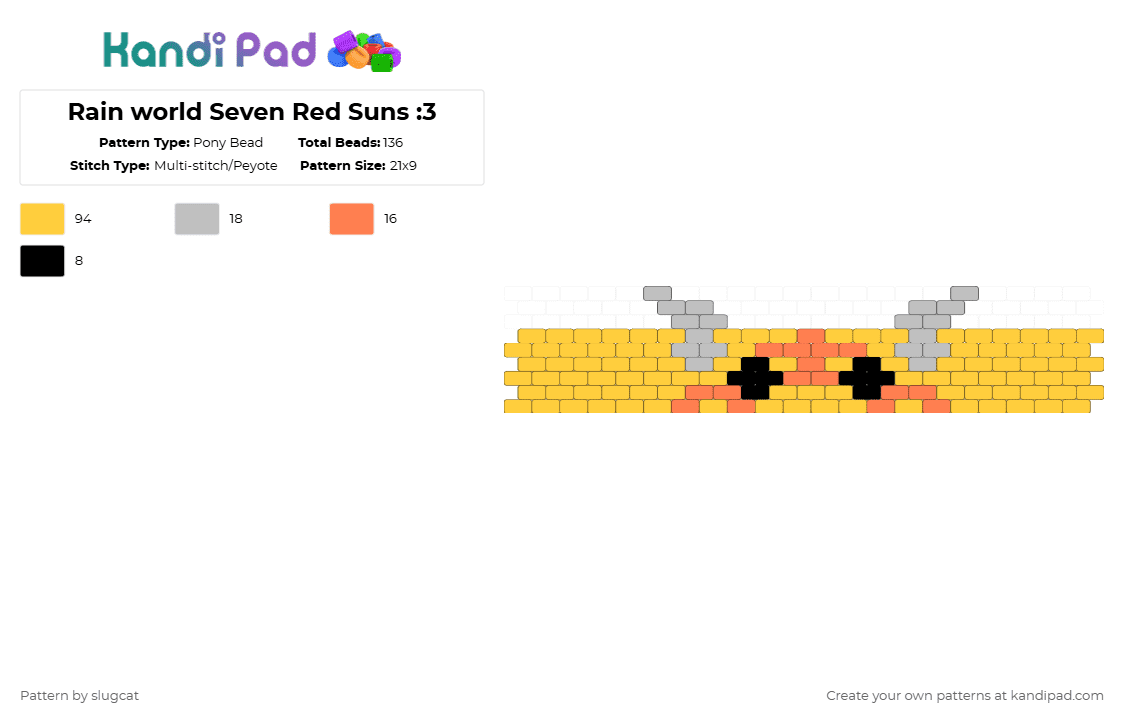 Rain world Seven Red Suns :3 - Pony Bead Pattern by slugcat on Kandi Pad - yellow