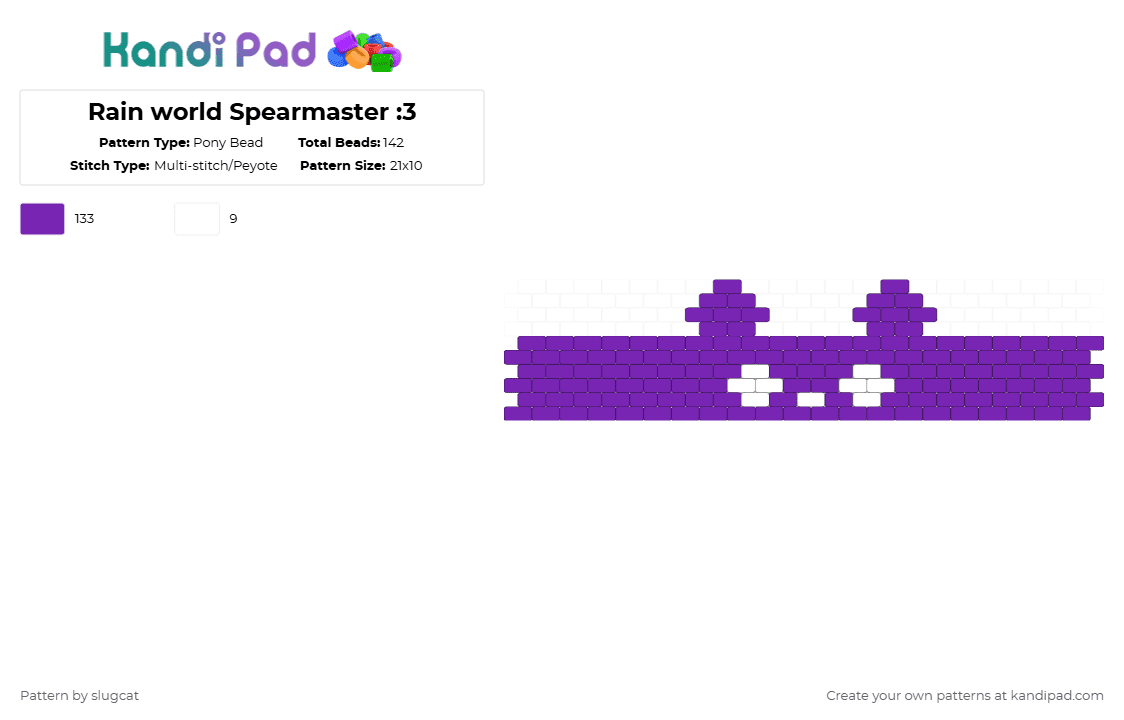 Rain world Spearmaster :3 - Pony Bead Pattern by slugcat on Kandi Pad - purple