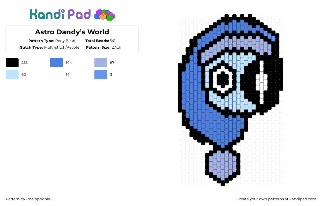Astro Dandy’s World - Pony Bead Pattern by -melophobia- on Kandi Pad - blue
